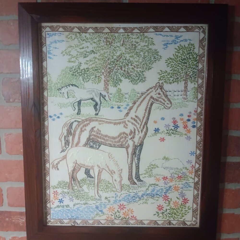 Framed Picture of Horses Grazing